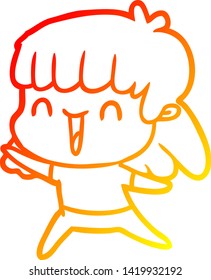 warm gradient line drawing of a cartoon woman