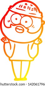 warm gradient line drawing of a cartoon bearded man