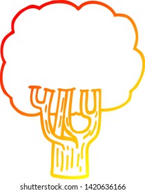 warm gradient line drawing of a cartoon blooming tree