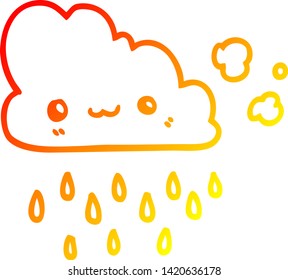 warm gradient line drawing of a cartoon storm cloud