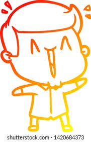 dibujo de línea de gradiente cálido de un hombre feliz con dibujos animados