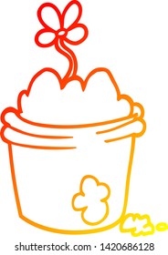 warm gradient line drawing of a cartoon flower pot