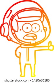warm gradient line drawing of a cartoon surprised astronaut
