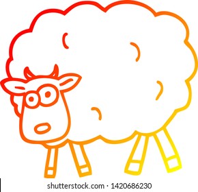 warm gradient line drawing of a cartoon sheep