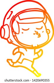 warm gradient line drawing of a cartoon confident astronaut