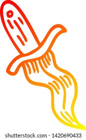 warme Farbverlauf-Linie Zeichnung eines Tätowierung-Daggersymbol