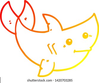 warm gradient line drawing of a cartoon shark