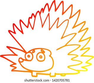 warm gradient line drawing of a cartoon spiky hedgehog