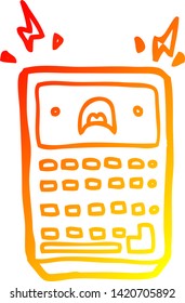 dibujo de línea de degradado cálido de una calculadora de dibujos animados