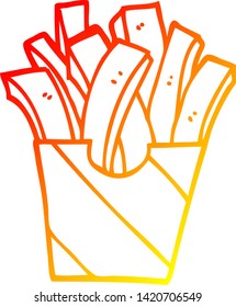 dibujo de línea de degradado cálido de una caricatura de papas fritas para quitar