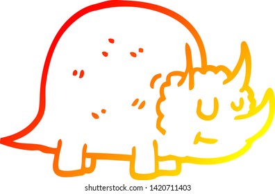 warm gradient line drawing of a cartoon prehistoric dinosaur