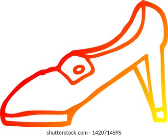 warm gradient line drawing of a cartoon red shoe
