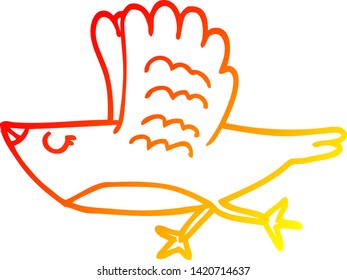 dibujo de línea de degradado cálido de un pájaro de dibujos animados