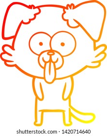 warm gradient line drawing of a cartoon dog with tongue sticking out