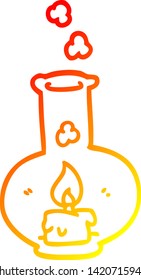 dibujo de línea de gradiente cálido de una lámpara de tormenta de vidrio antigua de dibujos animados