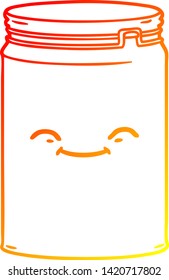 warm gradient line drawing of a cartoon glass jar