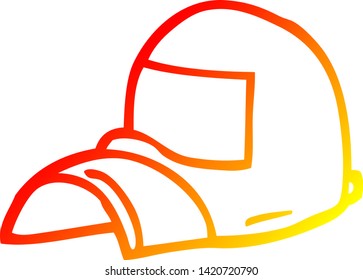 warm gradient line drawing of a cartoon cap
