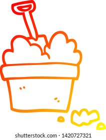 warm gradient line drawing of a cartoon gardening pot