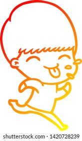warm gradient line drawing of a cartoon rude man
