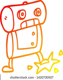 warm gradient line drawing of a cartoon robot