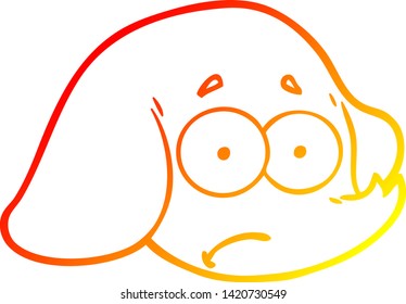 warm gradient line drawing of a cartoon elephant face