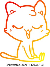warm gradient line drawing of a cartoon cat