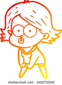 warme Farbverlauf-Linienzeichnung eines Cartoon-Girl-Couting