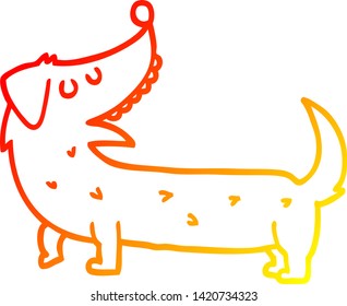 warm gradient line drawing of a cartoon dog