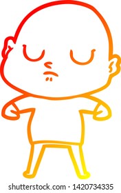 dibujo de línea de gradiente cálido de un hombre calvo de dibujos animados