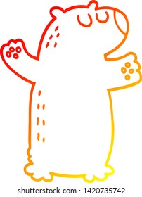 warm gradient line drawing of a cartoon polar bear