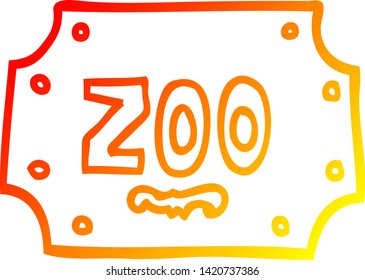 dibujo de línea de degradado cálido de un signo de zoológico de dibujos animados