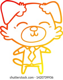 dibujo de línea de degradado cálido de un gestor de perros de dibujos animados