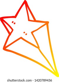 warm gradient line drawing of a cartoon shooting star