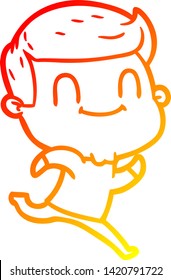 warm gradient line drawing of a cartoon friendly man