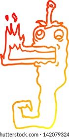 warm gradient line drawing of a cartoon red hot chili