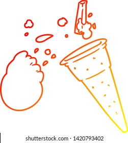 warm gradient line drawing of a cartoon ice cream
