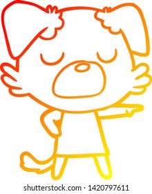 warm gradient line drawing of a cartoon dog