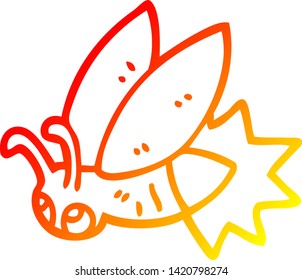 dibujo de línea de degradado cálido de un bicho de relámpago de dibujos animados