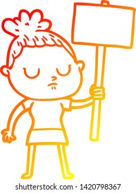 dibujo de línea de gradiente cálido de una mujer tranquila de caricatura
