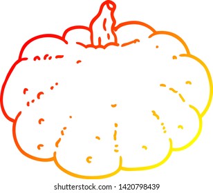 dibujo de línea de degradado cálido de una calabaza de dibujos animados