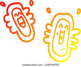 dibujo de línea de degradado cálido de una caricatura gérmenes felices