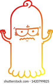 warm gradient line drawing of a cartoon ghost