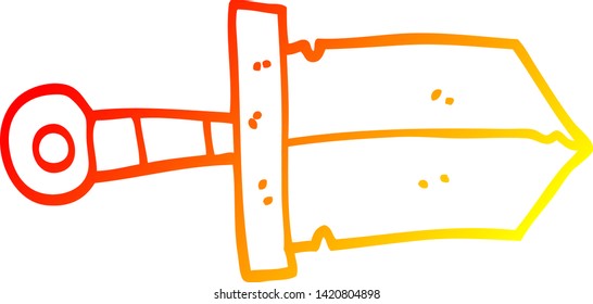 warm gradient line drawing of a cartoon dagger
