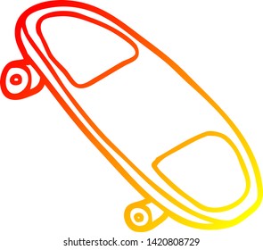 warm gradient line drawing of a cartoon skateboard