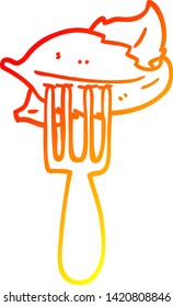 warm gradient line drawing of a cartoon salad leaves on fork