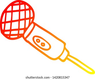 dibujo de línea de degradado cálido de un micrófono de dibujos animados