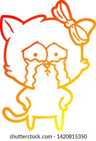 warm gradient line drawing of a cartoon cat