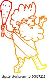 warm gradient line drawing of a cartoon cave man