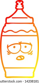 warm gradient line drawing of a cartoon sports drink