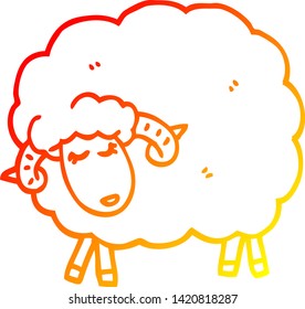 warm gradient line drawing of a cartoon black sheep